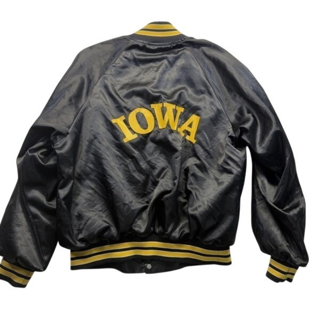 Vtg 80s Iowa Hawkeyes Pepsi-Cola Satin Bomber‎ Jacket Mens XL Hartwell USA Made